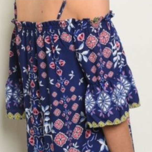 NEW * BOHO Cold Shoulder DRESS o' True Blue Joy - Picture 5 of 8